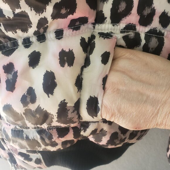 Justice Girls Leopard Print Winter Jacket Faux Fur Hood Interior Size L 12 14 - Picture 6 of 10